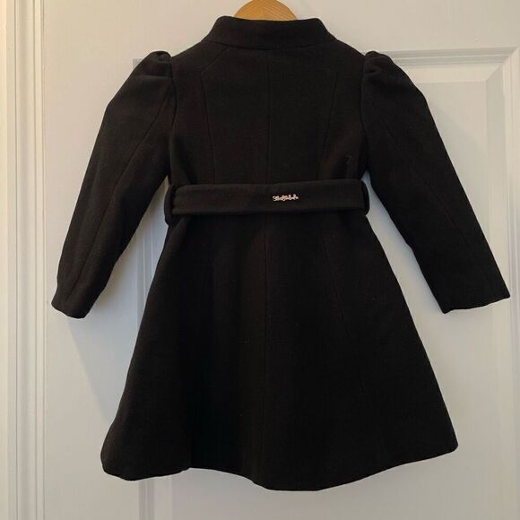 ABEL & LULA GIRLS BLACK VIRGIN WOOL BELTED COAT Size 4 - Picture 3 of 6